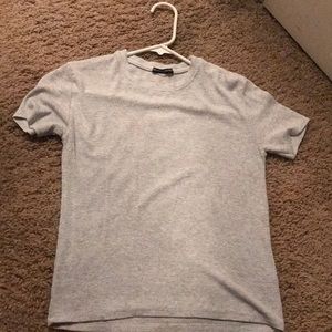 Grey & white stripe crop top